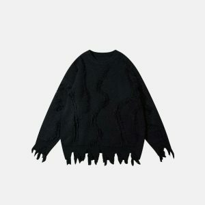 oversized ripped sweater loose & youthful streetwear appeal 7406