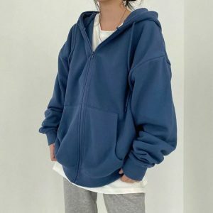 oversized solid zip up hoodie   chic & youthful streetwear 8799