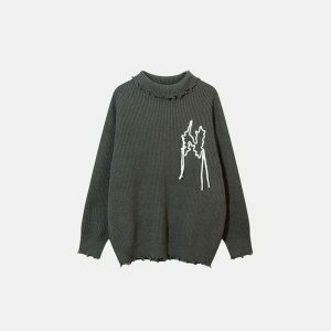 oversized stitched letter sweater   bold & youthful streetwear icon 2919