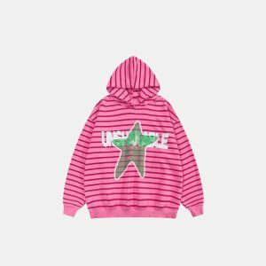 oversized striped hoodie with star print youthful & bold 5060
