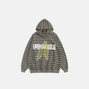 oversized striped hoodie with star print youthful & bold 7523