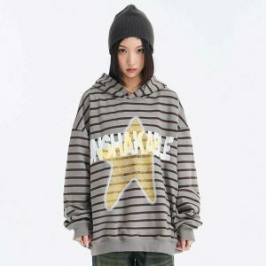 oversized striped hoodie with star print youthful & bold 7820