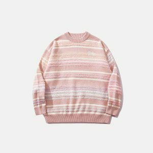 oversized striped knit sweater youthful & dynamic style 2103