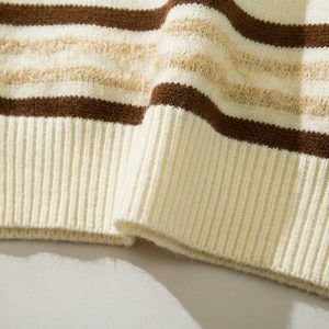 oversized striped knit sweater youthful & dynamic style 4708