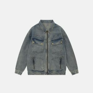 oversized washed denim jacket chic & timeless urban style 7846
