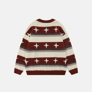 patchwork striped sweater dynamic & youthful streetwear icon 3659