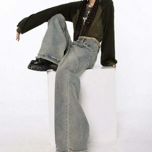 raw edged baggy denim pants washed for a youthful look 1622