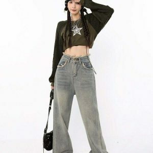 raw edged baggy denim pants washed for a youthful look 5632