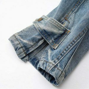 retro ankle zip denim pants multi pocket & sleek design 3242