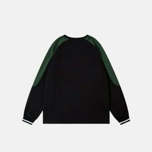 retro black & green sweatshirt oversized & youthful appeal 8996