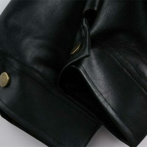 retro black leather jacket waterproof & chic streetwear 1083