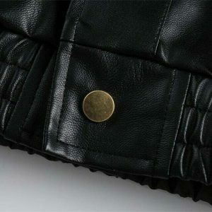 retro black leather jacket waterproof & chic streetwear 6769