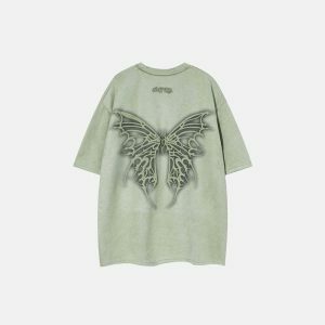 retro butterfly graphic tee suede touch & youthful vibe 1769