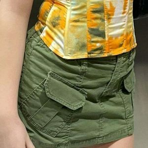 retro cargo mini skirt   chic & youthful streetwear essential 1394