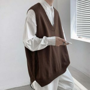 retro casual knitted vest youthful knitted vest retro casual style 3209