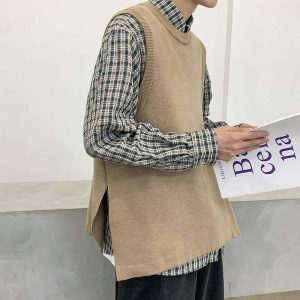 retro casual knitted vest youthful knitted vest retro casual style 7216