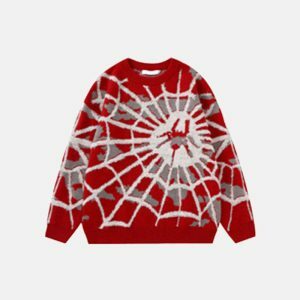 retro cobweb print sweater   iconic & youthful style 7718