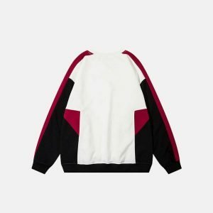 retro colorblock sweatshirt oversized patchwork design 8950