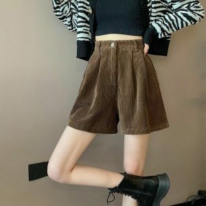 retro corduroy shorts high waist & chic vintage appeal 1829