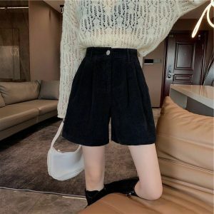 retro corduroy shorts high waist & chic vintage appeal 2296