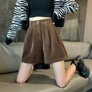 retro corduroy shorts high waist & chic vintage appeal 3374