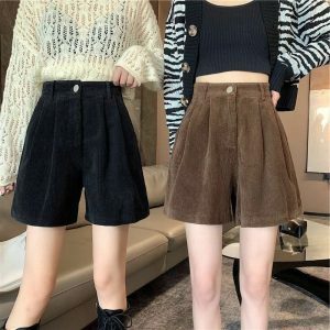 retro corduroy shorts high waist & chic vintage appeal 4268