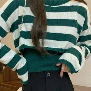 retro cropped stripe sweater   chic & youthful appeal 8456