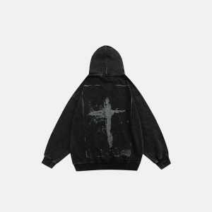 retro cross hoodie iconic cross design hoodie   youthful & edgy 2903