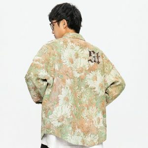 retro daisy floral jacket   youthful & vibrant streetwear 5261