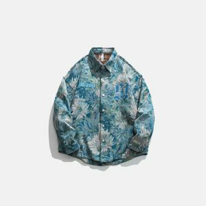 retro daisy floral jacket   youthful & vibrant streetwear 5625