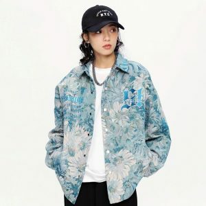 retro daisy floral jacket   youthful & vibrant streetwear 7210
