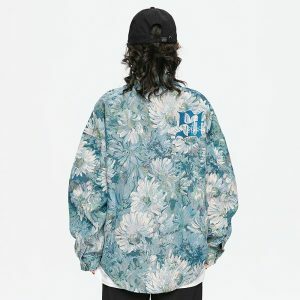 retro daisy floral jacket   youthful & vibrant streetwear 8683