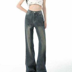 retro flare highwaist denim chic vintage appeal 4444