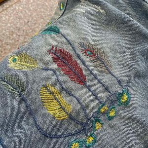 retro floral embroidered denim shorts   chic & youthful 8720