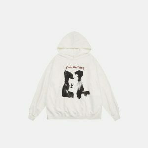 retro graphic hoodie with washed print   urban cool 3546