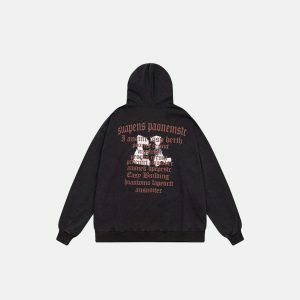 retro graphic hoodie with washed print   urban cool 4217