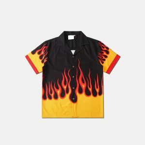 retro hawaiian flame shirt   vintage & vibrant streetwear 8924