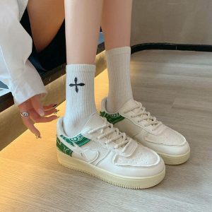 retro lace up casual shoes   youthful streetwear charm 7675