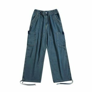 retro loose denim cargo pants youthful & chic streetwear essential 4265