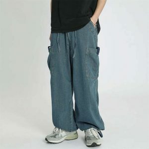 retro loose denim cargo pants youthful & chic streetwear essential 6232