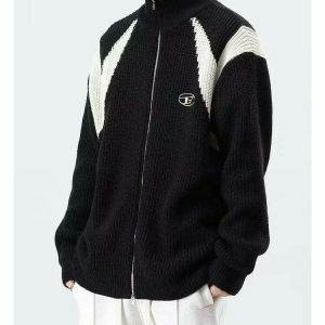 retro loose knit jacket   youthful & eclectic streetwear 2731