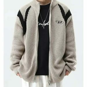 retro loose knit jacket   youthful & eclectic streetwear 3072