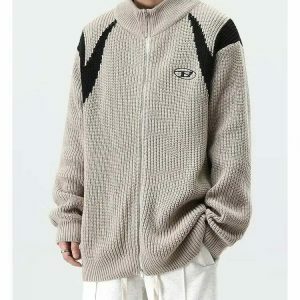 retro loose knit jacket   youthful & eclectic streetwear 7326