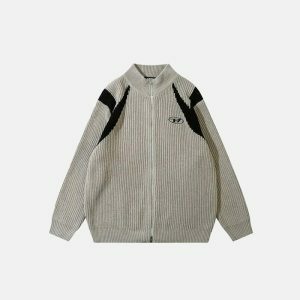 retro loose knit jacket   youthful & eclectic streetwear 8703