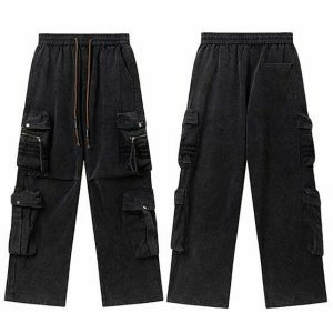 retro multi pocket cargo pants   sleek & urban fit 2539