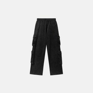 retro multi pocket cargo pants   sleek & urban fit 3107