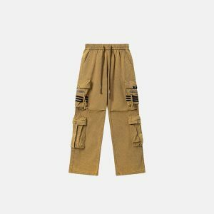 retro multi pocket cargo pants   sleek & urban fit 3776