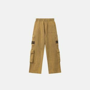 retro multi pocket cargo pants   sleek & urban fit 4229