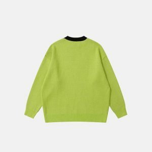 retro oversized knit sweater   youthful & chic comfort 1335