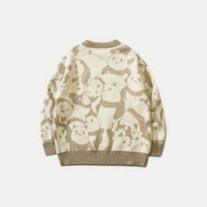 retro panda graphic sweater   youthful & iconic style 6716